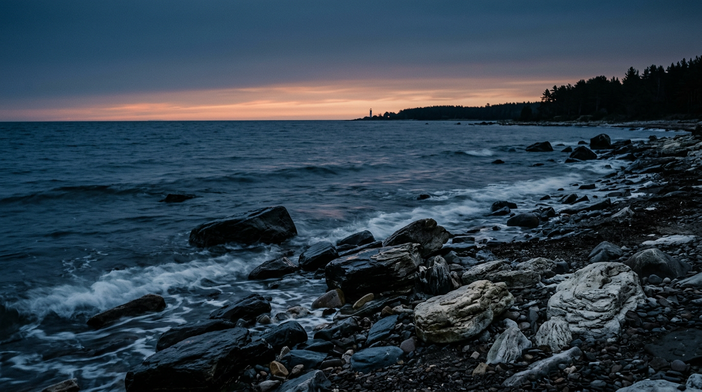 A quiet Baltic coastline at dusk